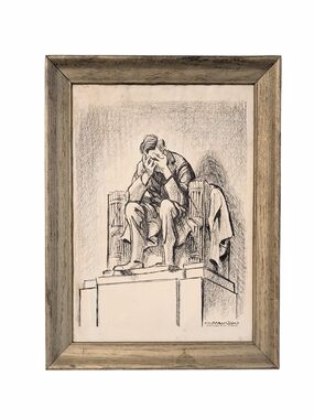 ​Iconic Bill Mauldin "Lincoln Mourning JFK" Editorial Cartoon Framed Print